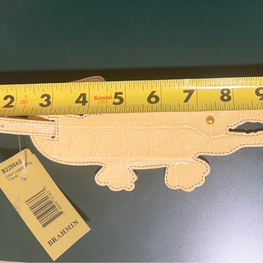 NWT Vintage Brahmin Cream Croc-Embossed Alligator Luggage Tag - Picture 7 of 10